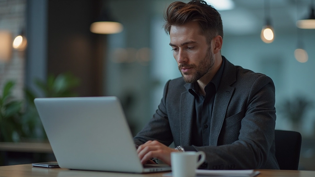 Профессионал работает над проектом в современном офисе